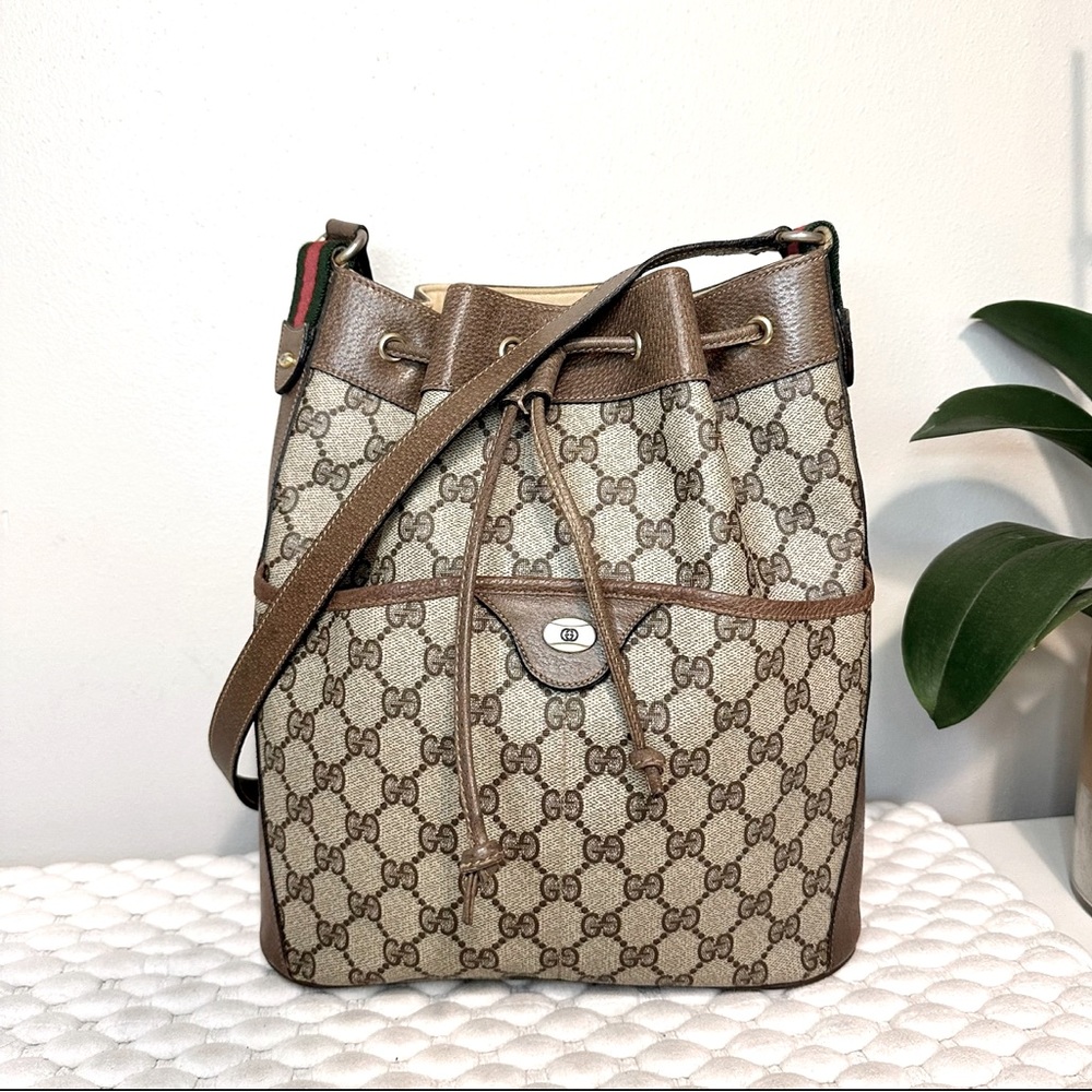 GUCCI GG Shoulder Crossbody Bag Sherry Line Canvas Brown